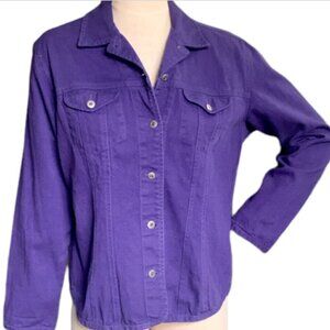 Chico's Cotton Denim Jean Jacket Sz 1 (M/8) Purple 78B